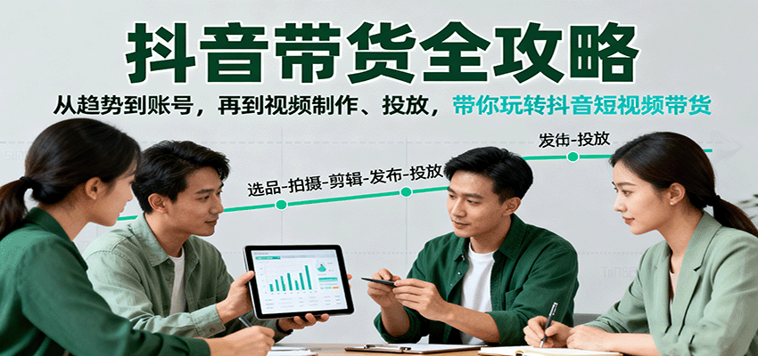 抖音带货全攻略：从趋势到账号，再到视频制作、投放，带你玩转抖音短视频带货-第1张图片-我要自学网