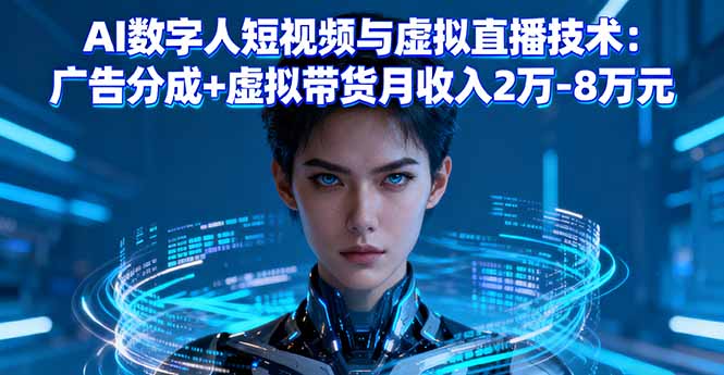 AI数字人短视频与虚拟直播技术:广告分成+虚拟带货月收入2万-8万元-第1张图片-我要自学网 AI数字人短视频与虚拟直播技术:广告分成+虚拟带货月收入2万-8万元-第1张图片-我要自学网