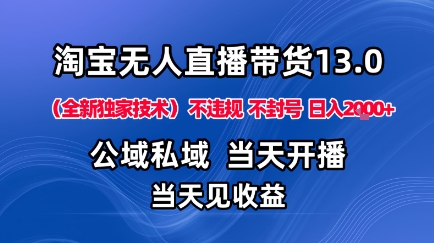 淘宝无人直播13.0，公域私域技术，不封号，不违规布局下半年旺季赛道，日入1K+(独家技术)【揭秘】-第1张图片-我要自学网