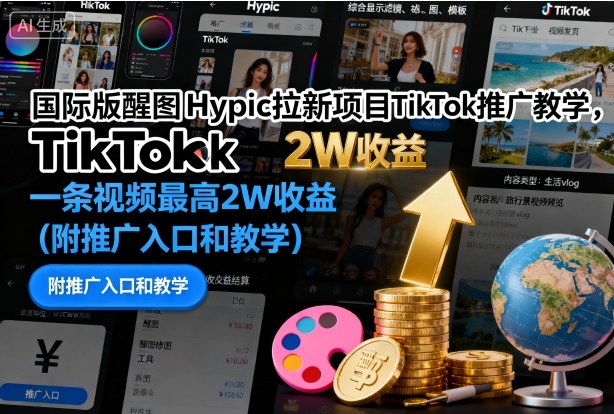 国际版醒图Hypic拉新项目TikTok推广教学,一条视频最高2W收益(附推广入口和教学)-第1张图片-我要自学网 国际版醒图Hypic拉新项目TikTok推广教学,一条视频最高2W收益(附推广入口和教学)-第1张图片-我要自学网