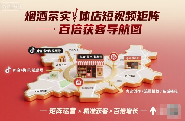 烟酒茶实体店短视频矩阵百倍获客导航图-第1张图片-我要自学网