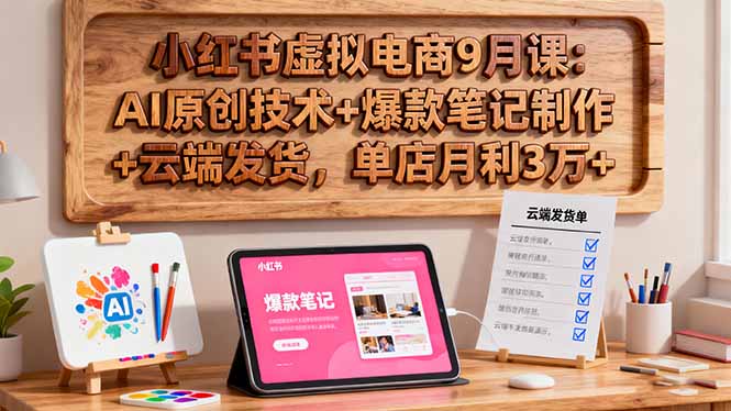 小红书虚拟电商9月课:AI原创技术+爆款笔记制作+云端发货,单店月利3万+-第1张图片-我要自学网 小红书虚拟电商9月课:AI原创技术+爆款笔记制作+云端发货,单店月利3万+-第1张图片-我要自学网