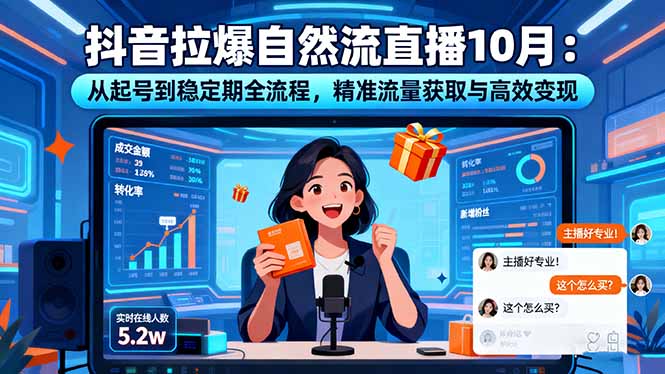 抖音拉爆自然流直播10月:从起号到稳定期全流程,精准流量获取与高效变现-第1张图片-我要自学网 抖音拉爆自然流直播10月:从起号到稳定期全流程,精准流量获取与高效变现-第1张图片-我要自学网