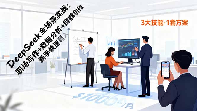 DeepSeek全场景实战:职场写作+数据分析+自媒体创作,新手快速月入过万-第1张图片-我要自学网 DeepSeek全场景实战:职场写作+数据分析+自媒体创作,新手快速月入过万-第1张图片-我要自学网