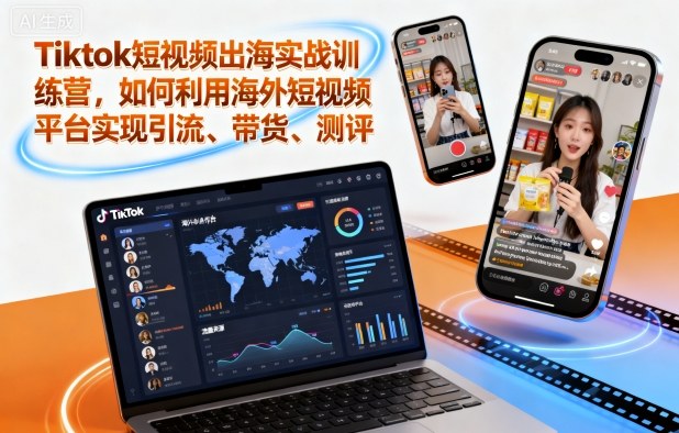 Tiktok短视频出海实战训练营，如何利用海外短视频平台实现引流、带货、测评-第1张图片-我要自学网