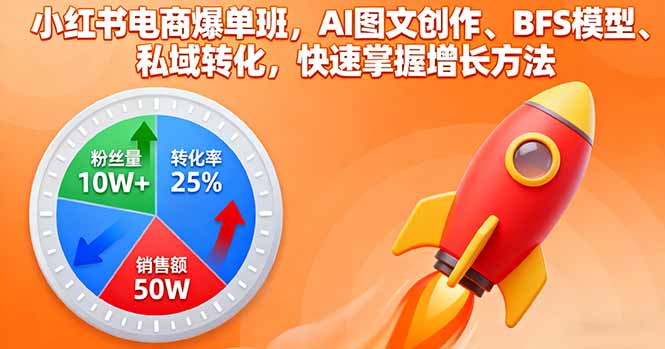 小红书电商爆单班,AI图文创作、BFS模型、私域转化,快速掌握增长方法-第1张图片-我要自学网 小红书电商爆单班,AI图文创作、BFS模型、私域转化,快速掌握增长方法-第1张图片-我要自学网