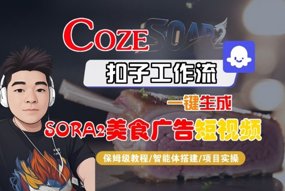 Coze扣子智能体工作流一键生成“SORA2美食广告“短视频，全流程保姆级教学-第1张图片-我要自学网