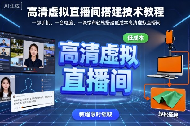 高清虚拟直播间搭建技术教程，一部手机、一台电脑、一块绿布轻松搭建低成本高清虚拟直播间-第1张图片-我要自学网