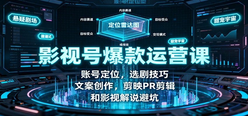 影视号爆款运营课：账号定位，选剧技巧，文案创作，剪映PR剪辑和影视解说避坑-第1张图片-我要自学网