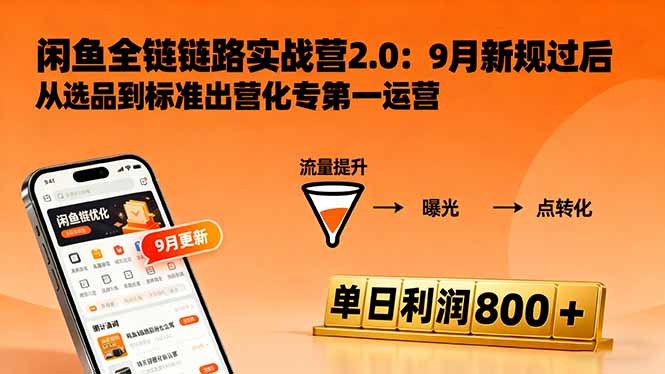 闲鱼变现课3.0：掌握链接优化、流量提升、商业变现，单日利润800+-第1张图片-我要自学网