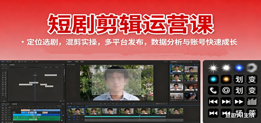 短剧剪辑运营课：定位选剧，混剪实操，多平台发布，数据分析与账号快速成长-第1张图片-我要自学网