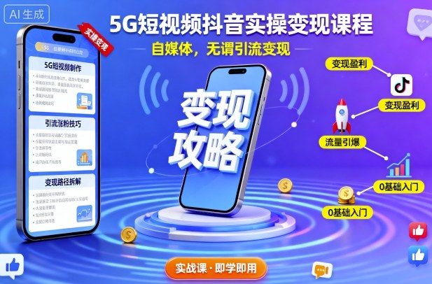 5G短视频抖音实操变现课程，自媒体，无谓引流变现-第1张图片-我要自学网