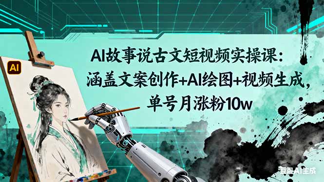 AI故事说古文短视频实操课:涵盖文案创作+AI绘图+视频生成,单号月涨粉10w-第1张图片-我要自学网 AI故事说古文短视频实操课:涵盖文案创作+AI绘图+视频生成,单号月涨粉10w-第1张图片-我要自学网