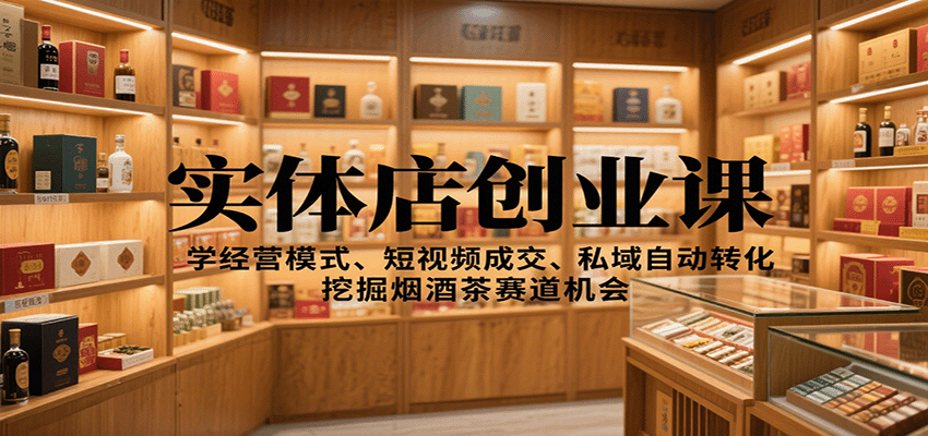 实体店创业课：学经营模式、短视频成交、私域自动转化，挖掘烟酒茶赛道机会-第1张图片-我要自学网
