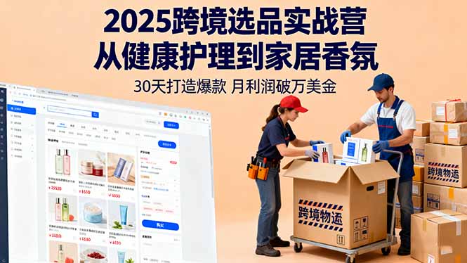 2025跨境选品实战营：从健康护理到家居香氛，30天打造爆款,月利润破万美金-第1张图片-我要自学网