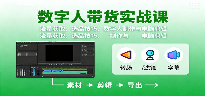 数字人变现实战课：流量获取、选品技巧、数字人制作与电脑剪辑-第1张图片-我要自学网