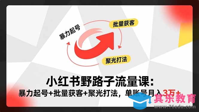小红书野路子流量课：暴力起号+批量获客+聚光打法，单账号月入3万+-第1张图片-我要自学网