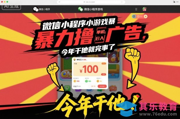 微信小程序小游戏暴力撸广告，单机日入100，今年干他就完事了-第1张图片-我要自学网