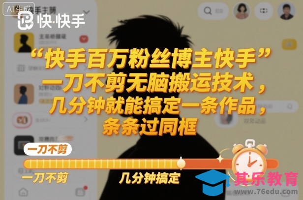 快手百万粉丝博主快手一刀不剪无脑搬运技术,几分钟就能搞定一条作品,条条过同框-第1张图片-我要自学网 快手百万粉丝博主快手一刀不剪无脑搬运技术,几分钟就能搞定一条作品,条条过同框-第1张图片-我要自学网