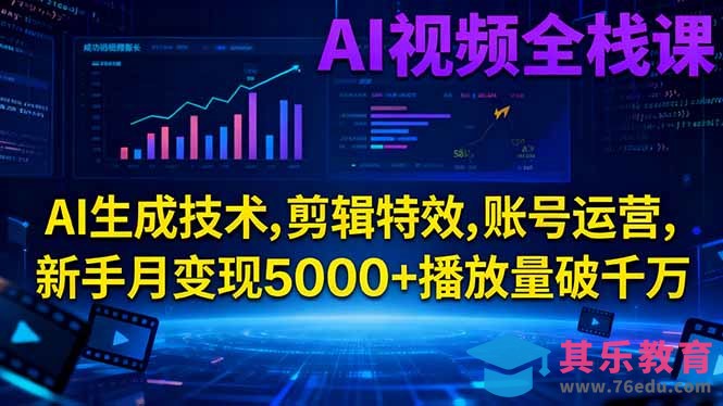 AI视频全栈课:AI生成技术,剪辑特效,账号运营,新手月变现5000+播放量破千万-第1张图片-我要自学网