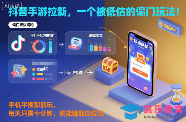 抖音手游拉新,一个被低估的偏门玩法!手机平板都能玩,每天只需十分钟,就能賺取四位数【揭秘】-第1张图片-我要自学网 抖音手游拉新,一个被低估的偏门玩法!手机平板都能玩,每天只需十分钟,就能賺取四位数【揭秘】-第1张图片-我要自学网