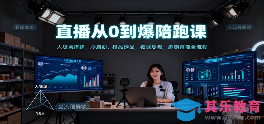 直播从0到爆陪跑课：人货场搭建，冷启动，排品选品，数据复盘，解锁直播全流程-第1张图片-我要自学网