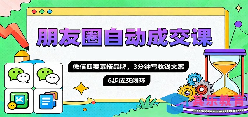 朋友圈自动成交课，微信四要素搭品牌，3分钟写收钱文案，6步成交闭环-第1张图片-我要自学网