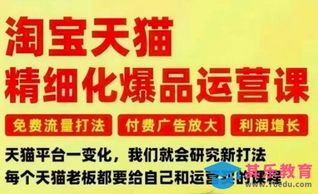 淘宝天猫精细化爆品运营课,免费流量打法-付费广告放大-利润增长-三大核心痛点,一次全部解决-第1张图片-我要自学网 淘宝天猫精细化爆品运营课,免费流量打法-付费广告放大-利润增长-三大核心痛点,一次全部解决-第1张图片-我要自学网