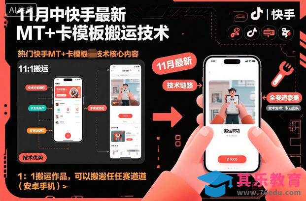 11月中快手最新MT+卡模板搬运技术，1：1搬运作品，可以搬运任何赛道(安卓手机)-第1张图片-我要自学网