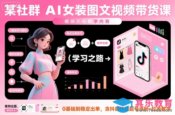 某社群AI女装图文视频带货课，教学全面，0基础到稳定出单，含抖音快速起号涨粉+拉流教学-第1张图片-我要自学网
