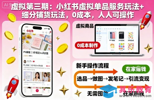 虚拟第三期:小红书虚拟单品服务玩法+细分铺货玩法,0成本,人人可操作(更新)-第1张图片-我要自学网 虚拟第三期:小红书虚拟单品服务玩法+细分铺货玩法,0成本,人人可操作(更新)-第1张图片-我要自学网