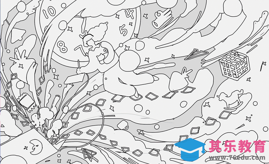 PS+SAI-脑洞创意插画《宅家的奇思妙想-草稿》[虎课网绘画插画视频教程][ipad商业插画MP4教程全集 ]-第1张图片-我要自学网