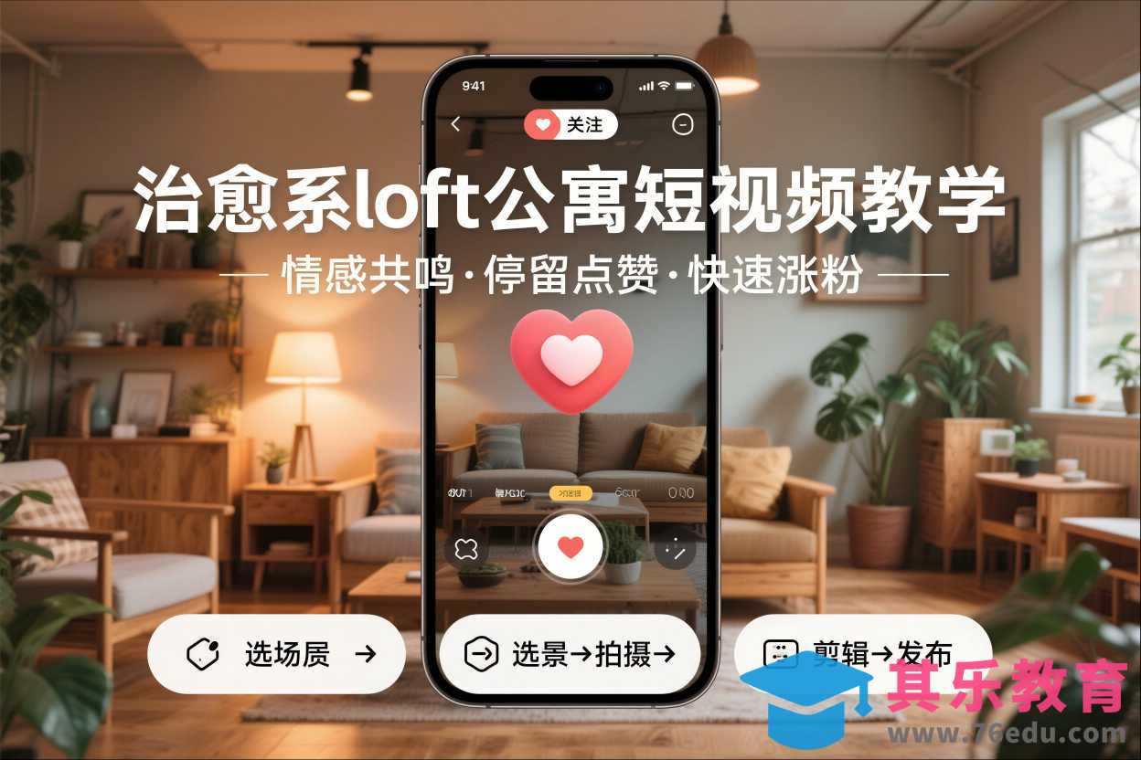 治愈系loft公寓短视频制作教学，情感共鸣引停留点赞关注，快速起号涨粉-第1张图片-我要自学网