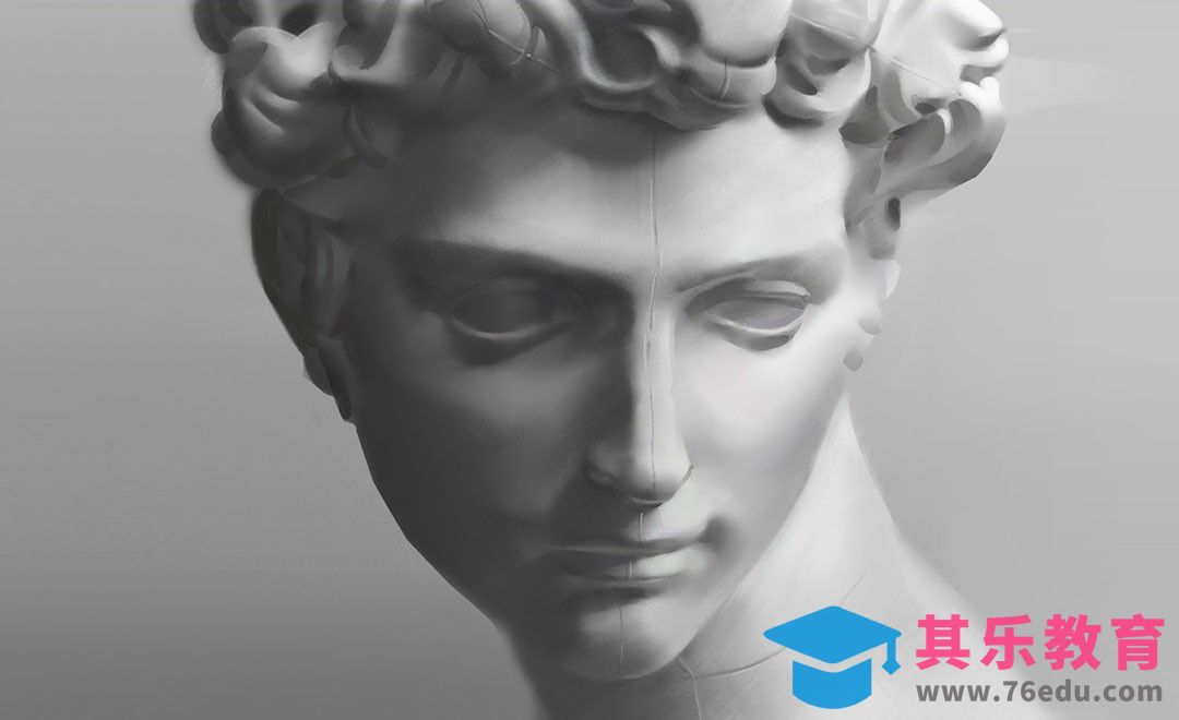 PS-板绘-黑白石膏人头像-大卫[虎课网绘画插画视频教程][ipad商业插画MP4教程全集 ]-第1张图片-我要自学网