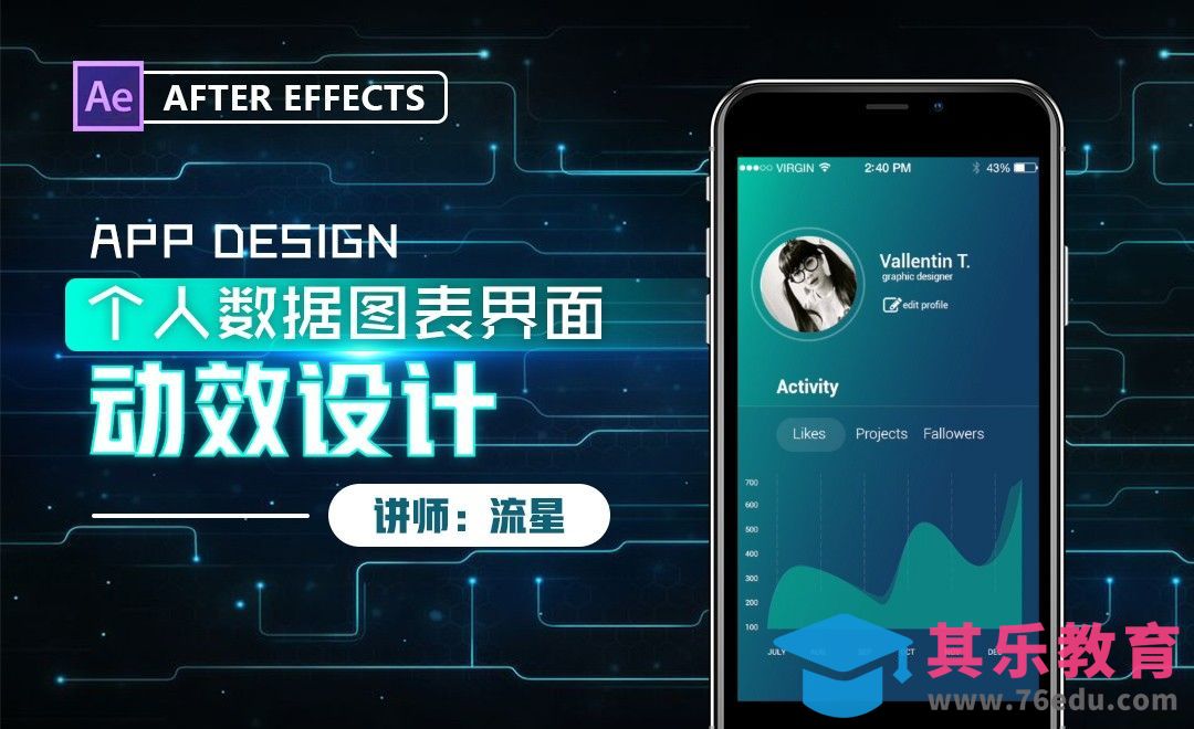 AE-个人数据图表界面动效设计[虎课网UI设计视频教程][UI设计教程全集MP4 ]-第1张图片-我要自学网