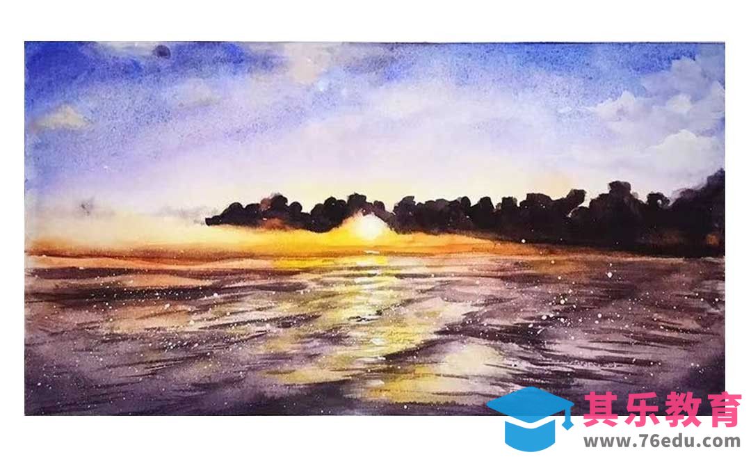 水彩-夕阳-零基础也能学的水彩插画课[虎课网绘画插画视频教程][ipad商业插画MP4教程全集 ]-第1张图片-我要自学网