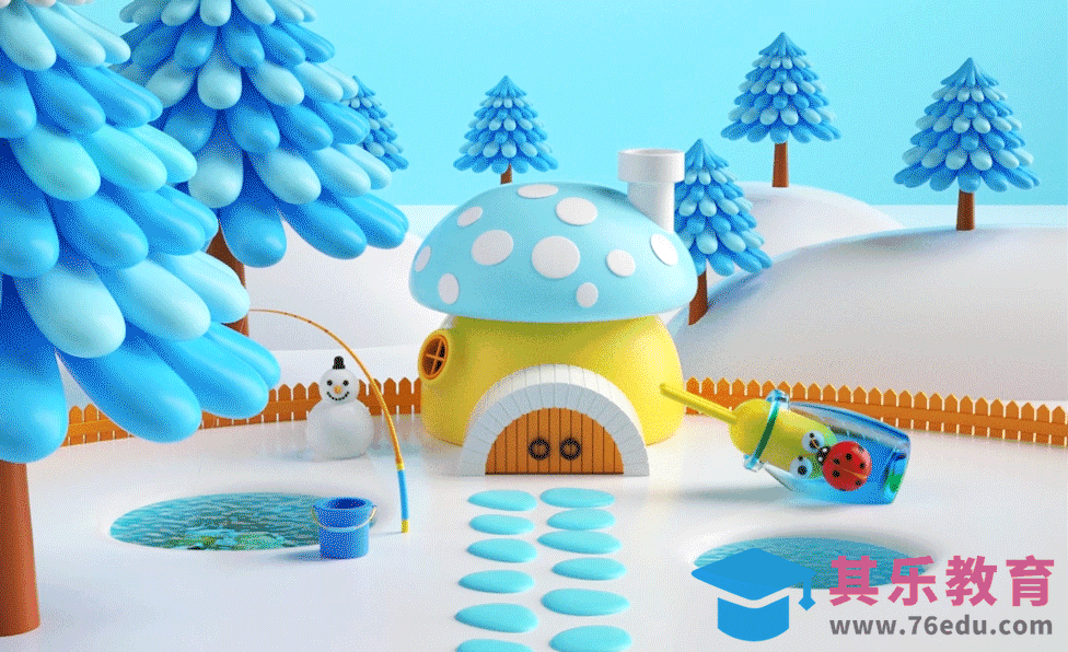 C4D+OC-冬季雪景动态场景-主体小屋建模[虎课网C4D设计视频教程][产品数码建模MP4教程全集 ]-第1张图片-我要自学网