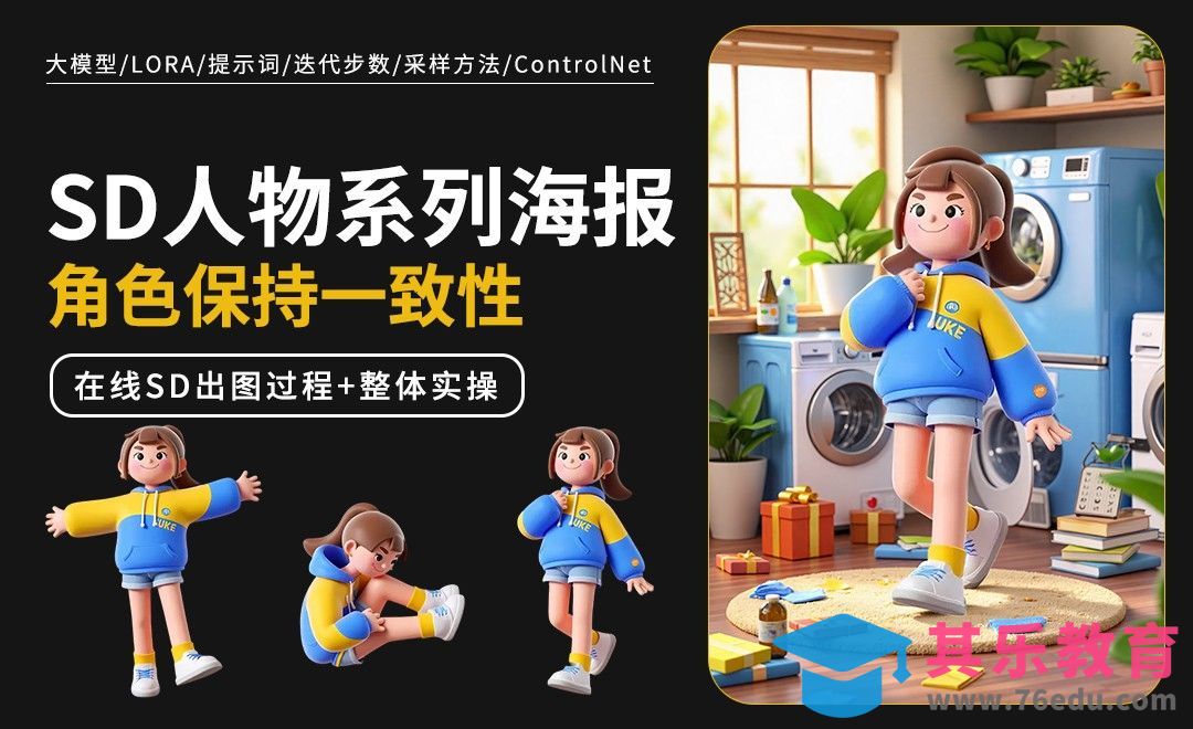 在线SD-角色一致性系列海报01[虎课网AICG人工智能视频教程][MP4高清全集 ]-第1张图片-我要自学网