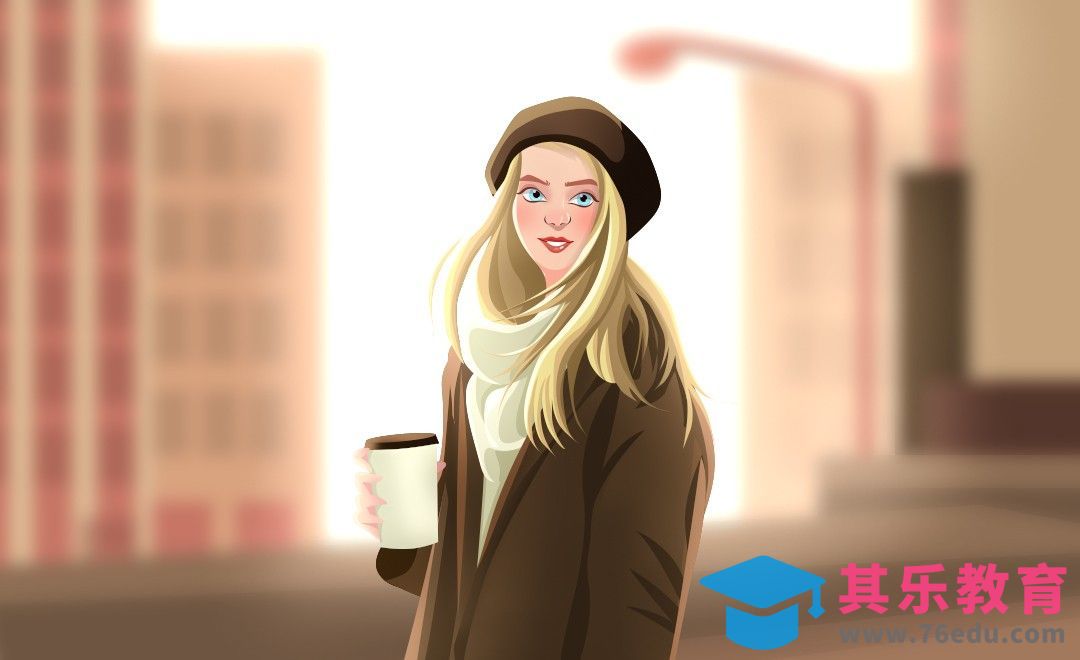 PS-鼠绘-扁平风格街边少女[虎课网绘画插画视频教程][ipad商业插画MP4教程全集 ]-第1张图片-我要自学网