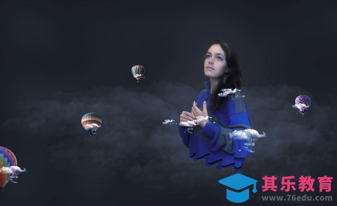 PS-空中女孩-创意合成[平面设计视频教程][海报设计MP4高清全集 ]-第1张图片-我要自学网