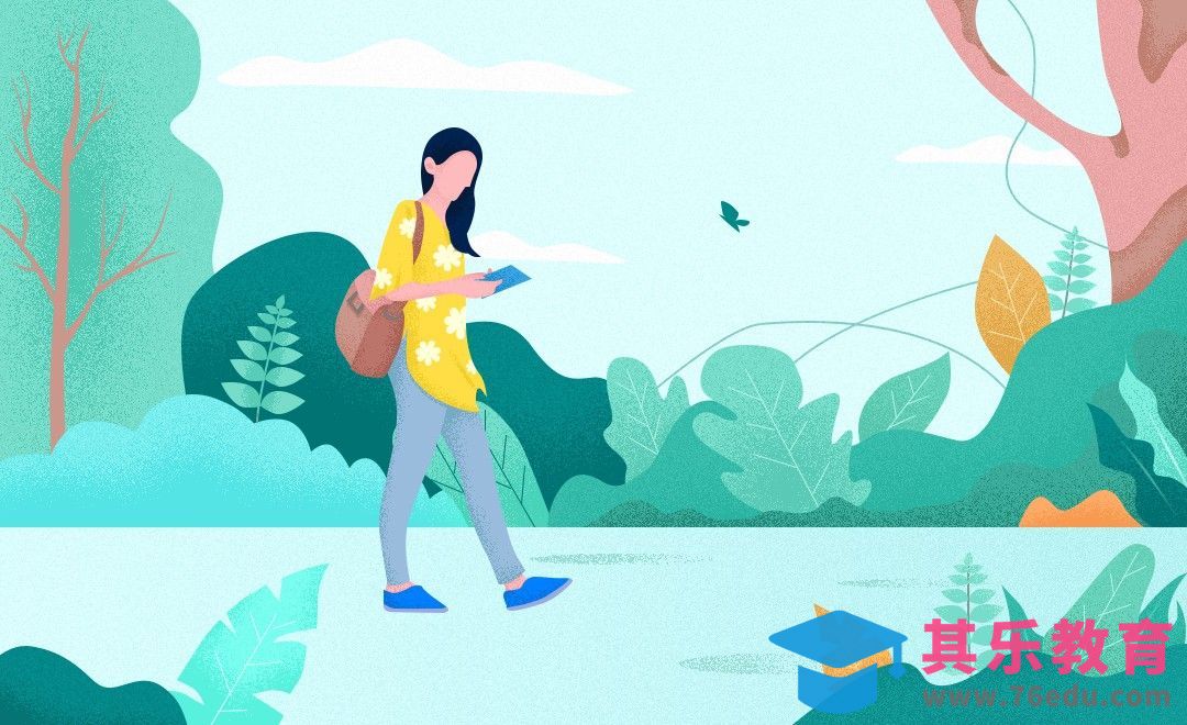 PS-扁平肌理小路行走少女插画[虎课网绘画插画视频教程][ipad商业插画MP4教程全集 ]-第1张图片-我要自学网