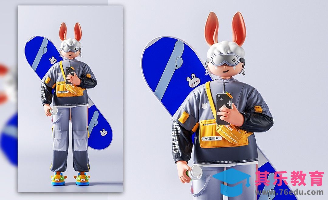 《C4D+MD+OC滑雪兔子IP01》[虎课网C4D设计视频教程][产品数码建模MP4教程全集 ]-第1张图片-我要自学网