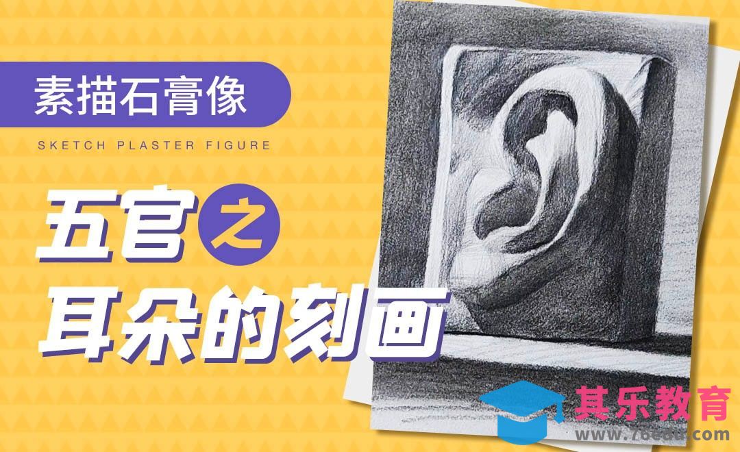 铅笔-素描石膏像-耳朵之深入塑造[虎课网绘画插画视频教程][ipad商业插画MP4教程全集 ]-第1张图片-我要自学网