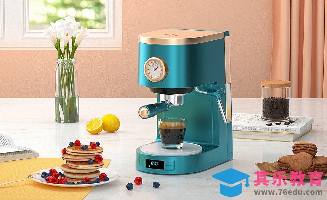 C4D+OC-小家电咖啡机场景材质调节[虎课网C4D设计视频教程][产品数码建模MP4教程全集 ]-第1张图片-我要自学网