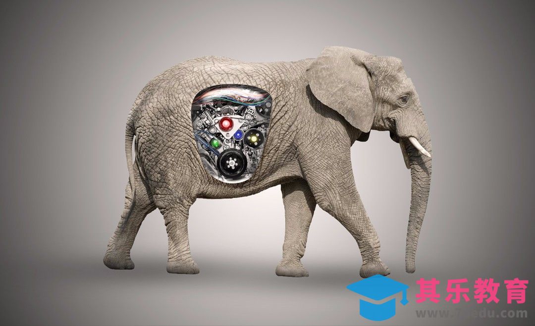 PS-机器大象-创意合成[平面设计视频教程][海报设计MP4高清全集 ]-第1张图片-我要自学网