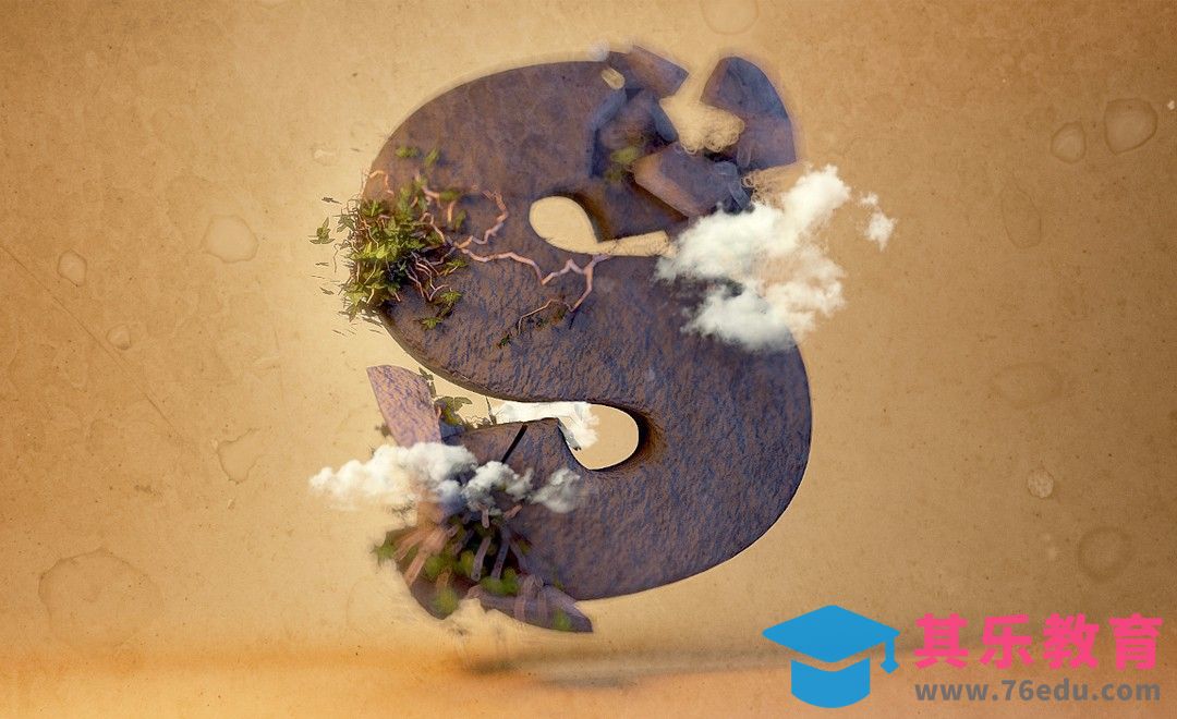 C4D-岩石藤蔓攀爬字体建模及渲染[虎课网C4D设计视频教程][产品数码建模MP4教程全集 ]-第1张图片-我要自学网