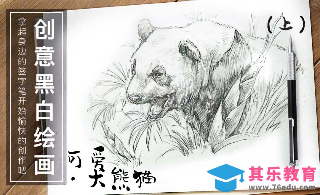 针管笔手绘插画-可爱.大熊猫（上）[虎课网绘画插画视频教程][ipad商业插画MP4教程全集 ]-第1张图片-我要自学网