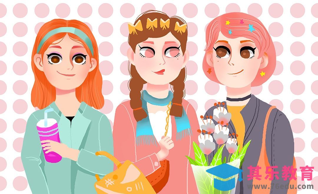 PS-板绘插画-闺蜜女孩[虎课网绘画插画视频教程][ipad商业插画MP4教程全集 ]-第1张图片-我要自学网