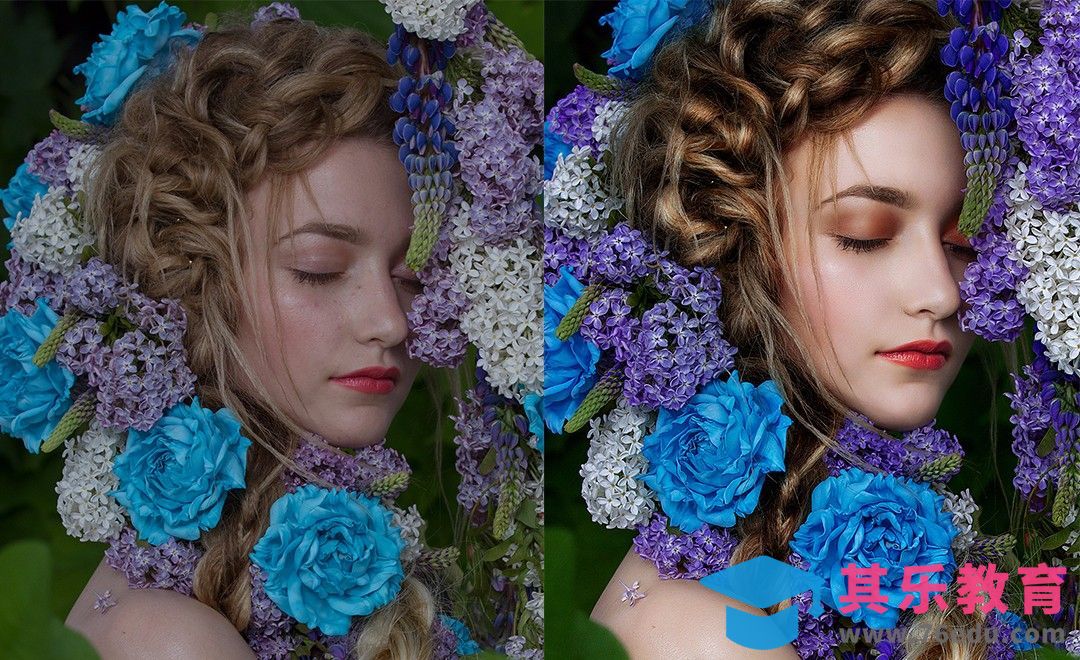 PS-蓝色花瓣美女后期精修[虎课网手机摄影入门视频教程][MP4产品摄影教程全集 ]-第1张图片-我要自学网