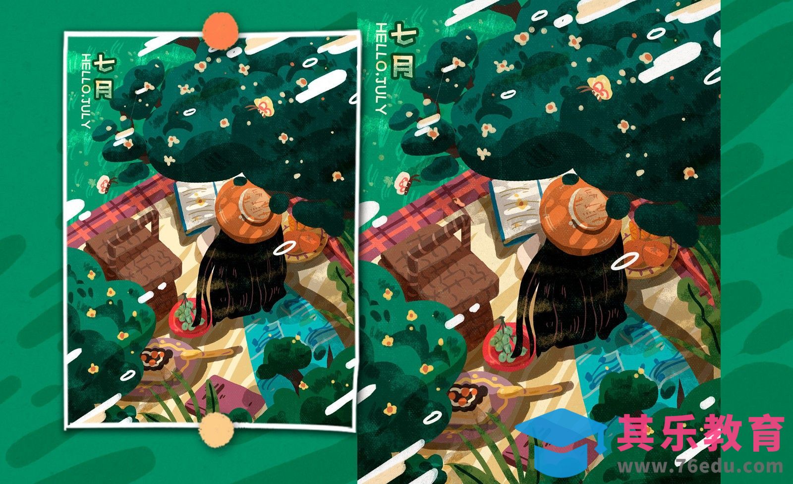 PS-板绘-你好七月少女肌理插画[虎课网绘画插画视频教程][ipad商业插画MP4教程全集 ]-第1张图片-我要自学网